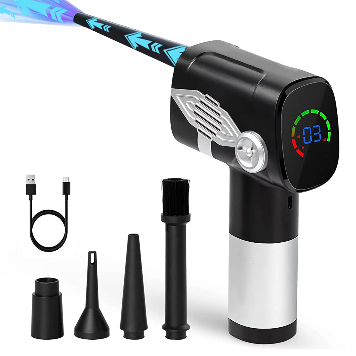 ZORBES Wireless Duster with 5 Nozzles, 40000 RPM USB Rechargeable Air Duster, Adjustable Speed, Keyboard Duster, Electric Air Blower Duster Cleaner for Car Computer Electronics Cleaning Window Slides ZORBES Wireless Duster with 5 Nozzles, 40000 RPM USB Rechargeable Air Duster, Adjustable Speed, Keyboard Duster, Electric Air Blower Duster Cleaner for Car Computer Electronics Cleaning Window Slides